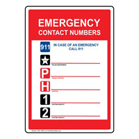 Emergency Contact Numbers Sign